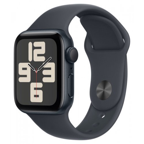 Apple Watch SE, 44 мм, алюминий цвета «тёмная ночь», ремешок Sport Band цвета «тёмная ночь» (2024)